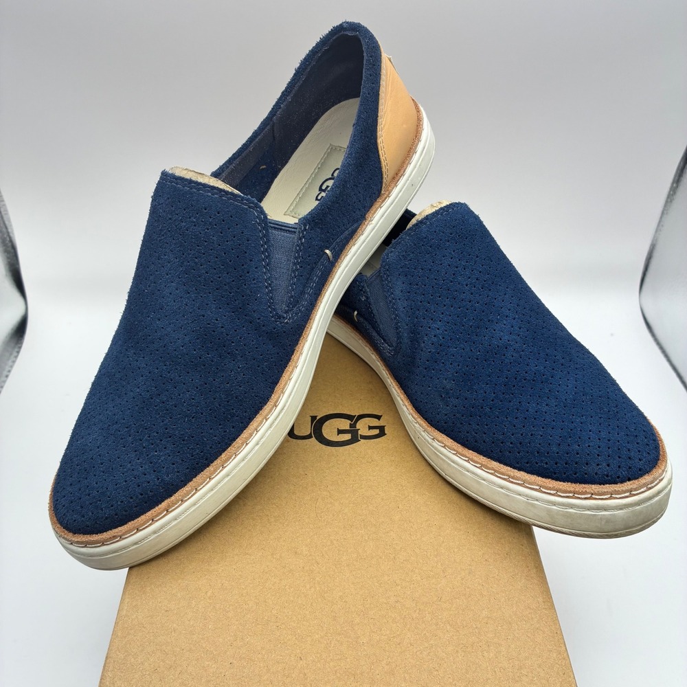 UGG Adley Perf Navy Blue Perforated Suede Slip On Sneakers Shoes Women 7 1018375